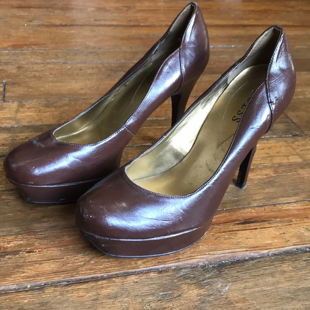 Brown platform heels by Guess